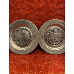 Vintage RWP Wilton Pewter Plate 1776 1976 Pennsylvania And Alabama Bicentennial